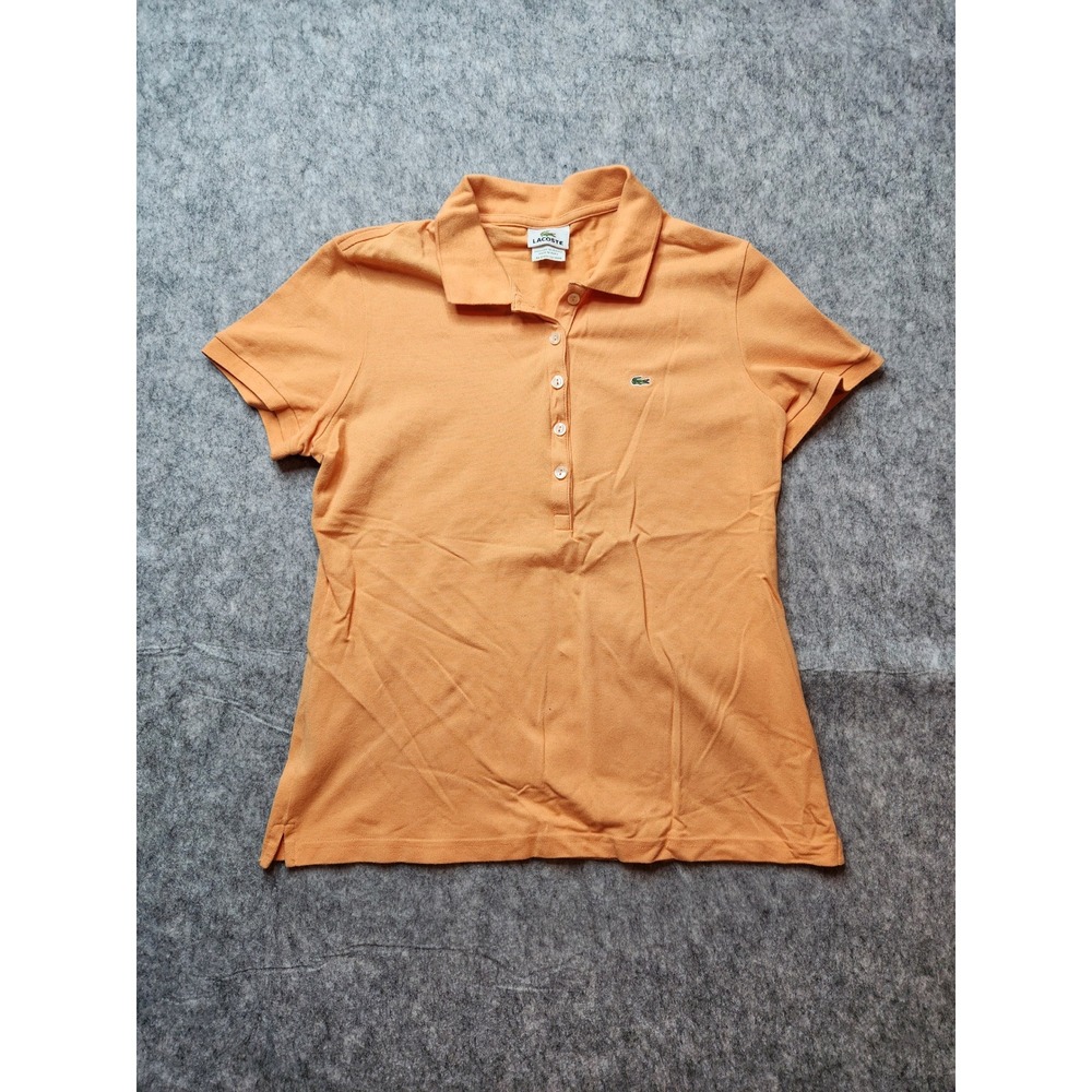 Lacoste Womens Orange Short Sleeve Cotton Stretch Polo Shirt 46 4811L